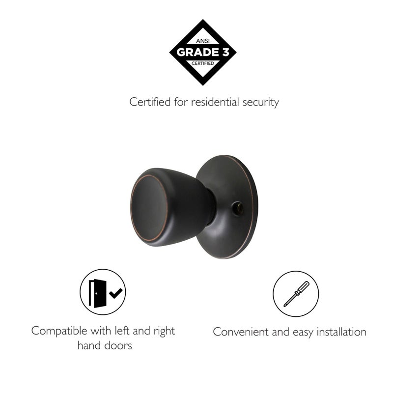 Design House Terrace Interior Door Knob - Dummy Door Lever for Interior Door, Oil Rubbed Bronze 728691 - Image 3